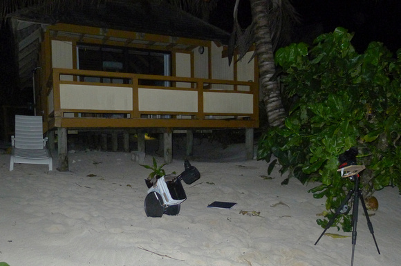 On the beach on Rarotonga.  Hinge traker and 6" f4.2 "sand scope" ready for action!